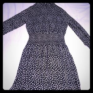 NWT High-Neck Ruffle Black & White Dress Size M